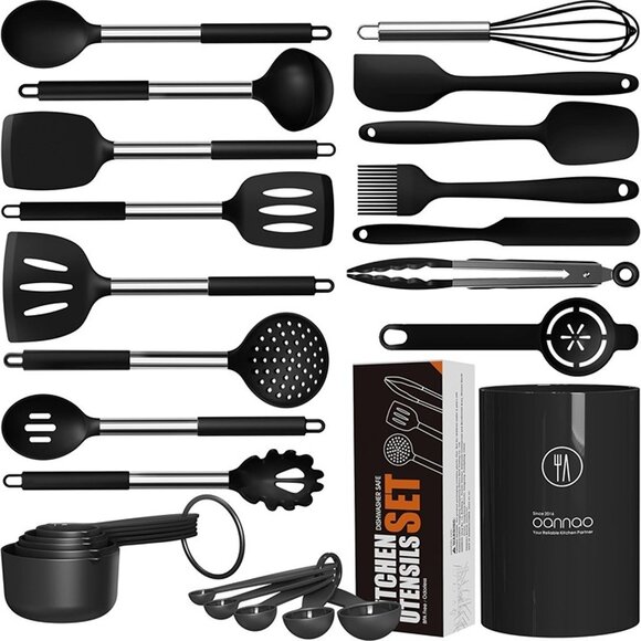 NEW Large Silicone Cooking Utensils Set - Heat Resistant Kitchen Utensils Sets - Picture 3 of 10
